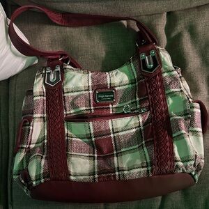 Plaid Shoulder Bag - Red and White